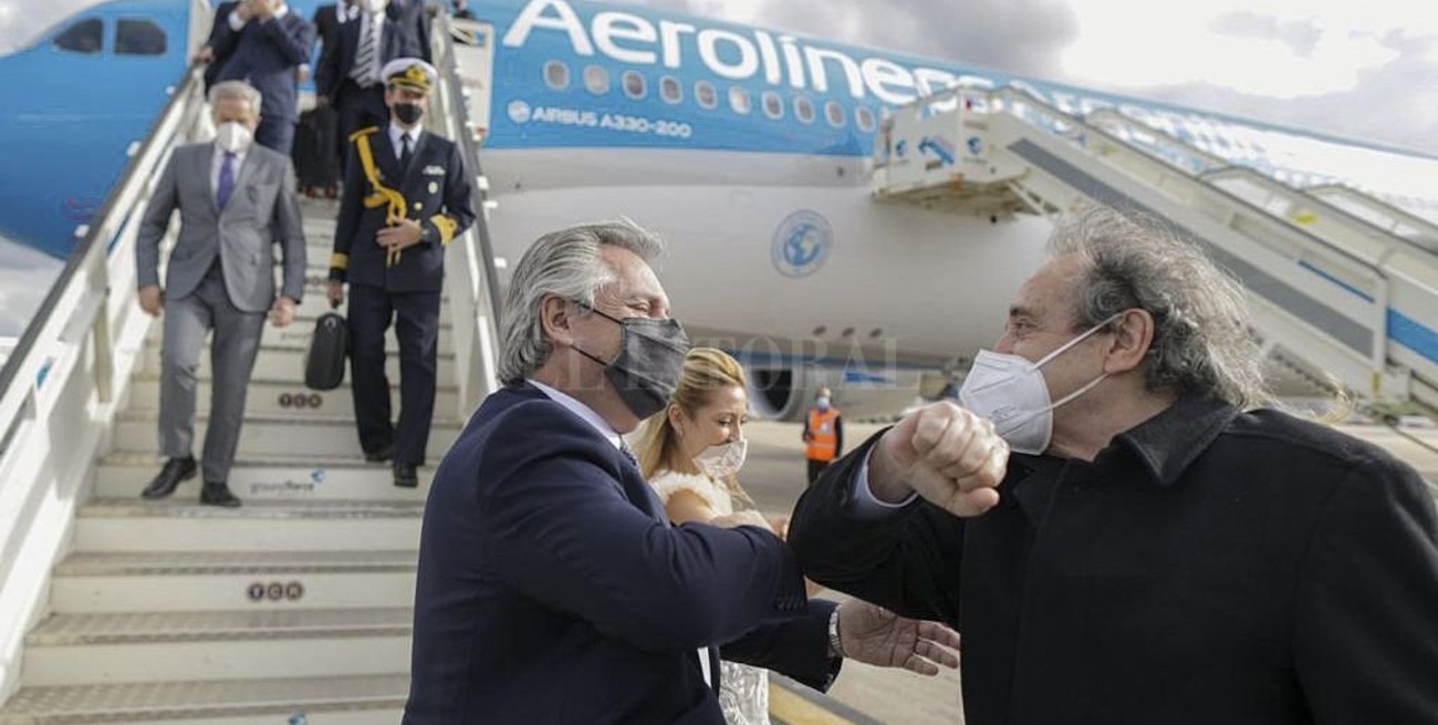 El presidente Alberto Fernández llegó a Madrid para seguir con su gira europea