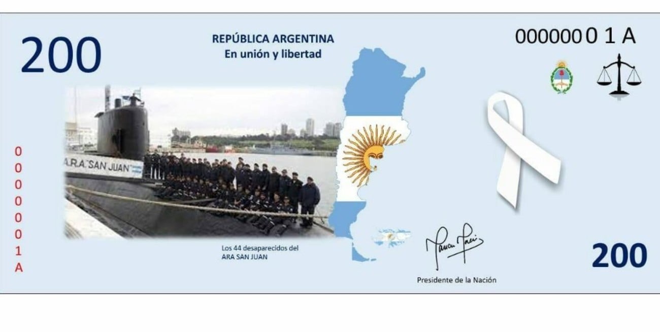 Alumnas de una colegio santafesino diseñaron un billete en honor a los tripulantes del ARA San Juan