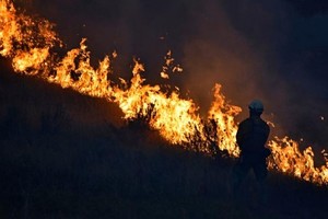 ELLITORAL_396738 |  AP Un bombero se encuentra junto al borde del incendio forestal que arde en la reserva india de Cheyenne del Norte, el 11 de agosto de 2021