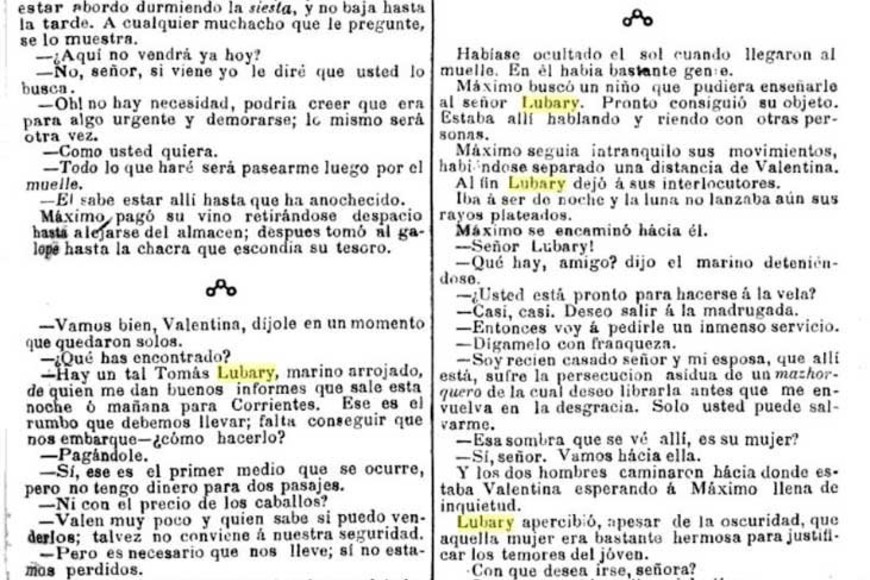 ELLITORAL_369161 |  Archivo El Litoral Fragmento del libro de Julio Llanos que menciona a Lubary.