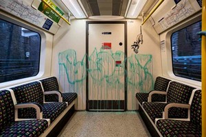 Gentileza En el subte de Londres, el artista había pintado ratas llevando alcohol en gel como una forma de alertar por la propagación del coronavirus.