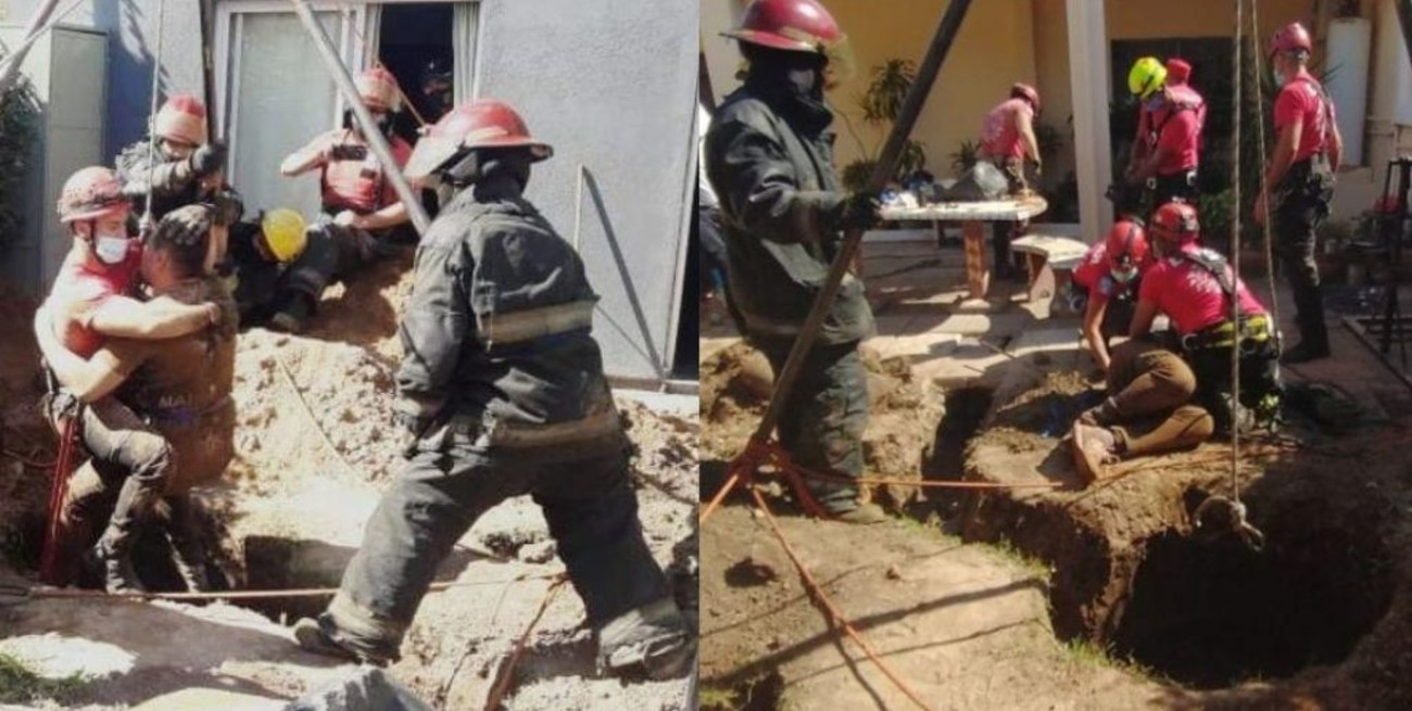 Córdoba: rescataron a un albañil que cayó en un pozo de 25 metros