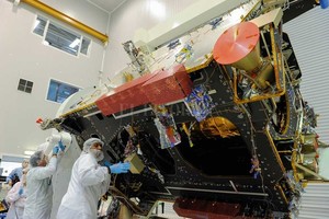 Invap El Arsat 1 antes de salir del Invap. Es la primera unidad del Sistema Geoestacionario Argentino de Telecomunicación.