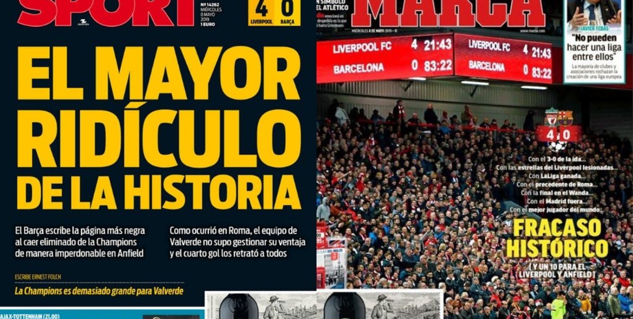 Duras críticas de los medios deportivos españoles tras la eliminación de Barcelona