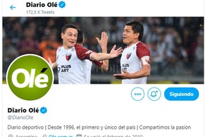 ELLITORAL_264278 |  Captura de pantalla La portada de Twitter de Diario Olé, dedicada a Colón