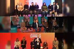 Flavio Raina y Guillermo Di Salvatore Los actos de la semana en Santa Fe con estéticas parecidas tanto el realizado por Pullaro en la UCR como los del FAP y los Juntos por el Cambio en la zona del Puerto.