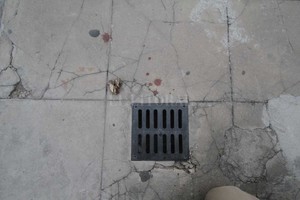 Mauricio Garín Este jueves por la mañana se podían ver rastros de sangre en la zona donde se produjo el ataque al guardia de la GSI