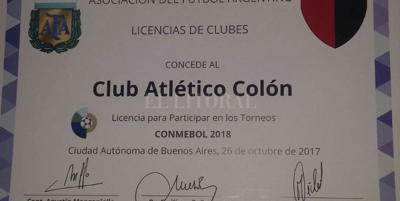 Colón recibió la Licencia para participar en la Copa Sudamericana 2018