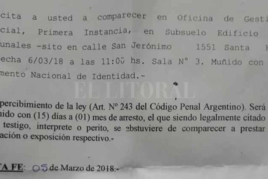 ELLITORAL_205292 |  El Litoral Las citaciones bajo apercibimiento de arresto a las víctimas genera preocupación en el seno del MPA.