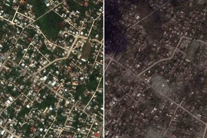 ELLITORAL_431363 |  AFP Imágenes satelitales antes y después de la erupción del volcán.