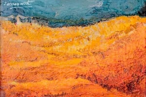 Pajonal amarillo , Técnica mixta sobre cartón