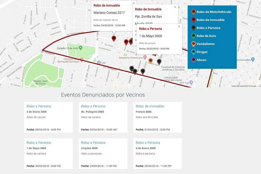 ELLITORAL_208146 |  Captura de pantalla web. Detalle. Así se puede navegar el mapa digital en una pantalla de PC o laptop.