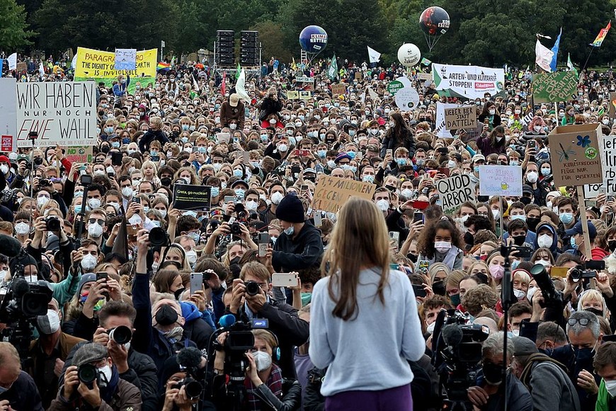 ELLITORAL_406438 |  Reuters Swedish environmental activist Greta Thunberg speaks during the Global Climate Strike of the movement Fridays for Future in Berlin, Germany, September 24, 2021. REUTERS/Christian Mang
