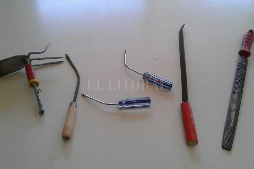 ELLITORAL_191880 |  Danilo Chiapello Los elementos que los vándalos dejaron en la escuela. Algunos fueron sacados del taller de huerta de la escuela.