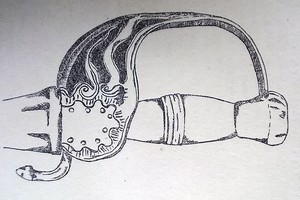 Hombres y cosas que pasaron de Martiniano Leguizamón, (Buenos Aires, 1926) p. 43 Dibujo que representa la empuñadura de la espada atribuida a Francisco Ramírez que se conserva en el Museo Histórico de Paraná.