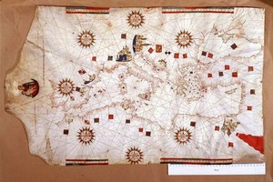 Archivo El Litoral El mar Mediterráneo en un mapa del siglo XVI. Vestido con sus mejores pilchas y con una idea brillante por lo pragmática, Colón pudo hacerse a la mar.