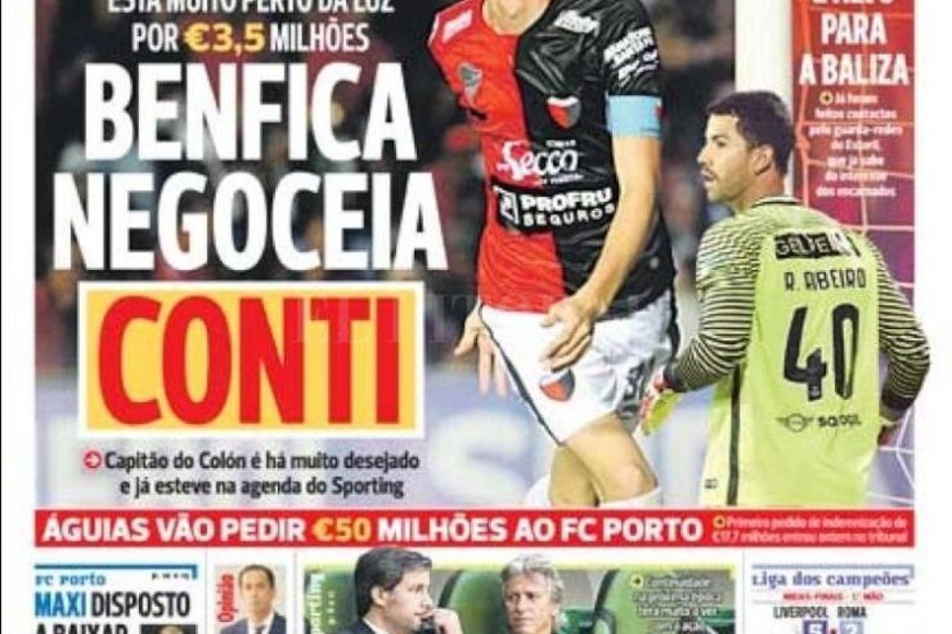 ELLITORAL_209639 |  El Litoral Así reflejan los principales medios portugueses, la posibilidad firme de que Conti juegue en el Benfica.