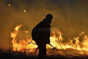 Manuel Fabatía Río Salado. Esta es una de las quemas en la zona. Ocurrió en los últimos días en las islas entre Santa Fe y Santo Tomé y el humo invadió ambas ciudades.