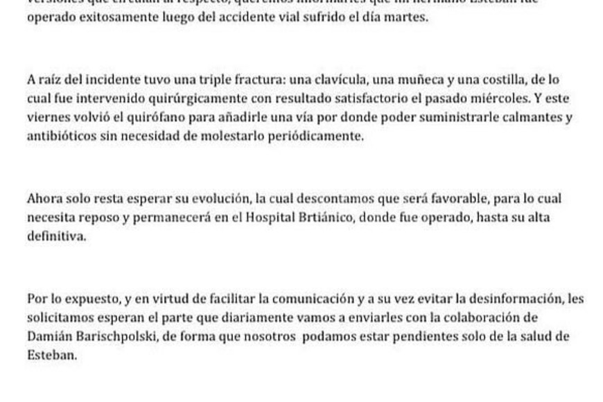 ELLITORAL_315863 |  Captura digital Comunicado difundido por la hermana del piloto.
