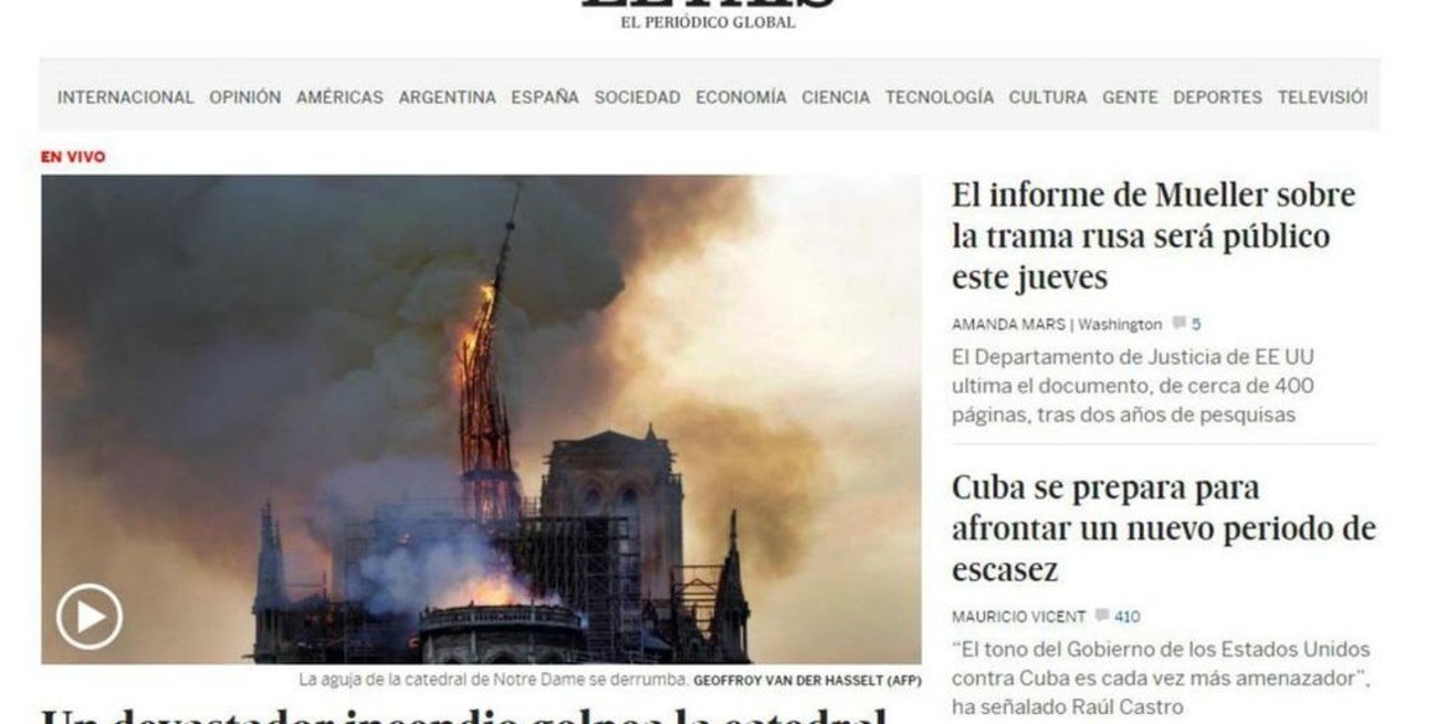 El incendio en Notre Dame reflejado en los medios del mundo