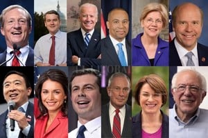Internet y Redes De Izquierda a derecha, arriba: Tom Steyer, Michael Bennet, Joe Biden, Deval Patrick, Elizabeth Warren y John Delaney. Abajo: Andrew Yang, Tulsi Gabbard, Pete Buttigieg, Michael Bloomberg, Amy Klobuchar y Bernie Sanders.