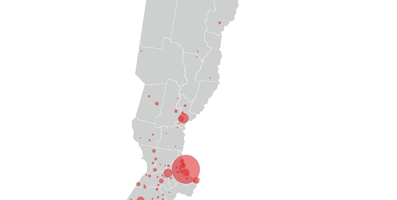 Mapa: la distribución de los más de mil fallecidos por coronavirus en la provincia