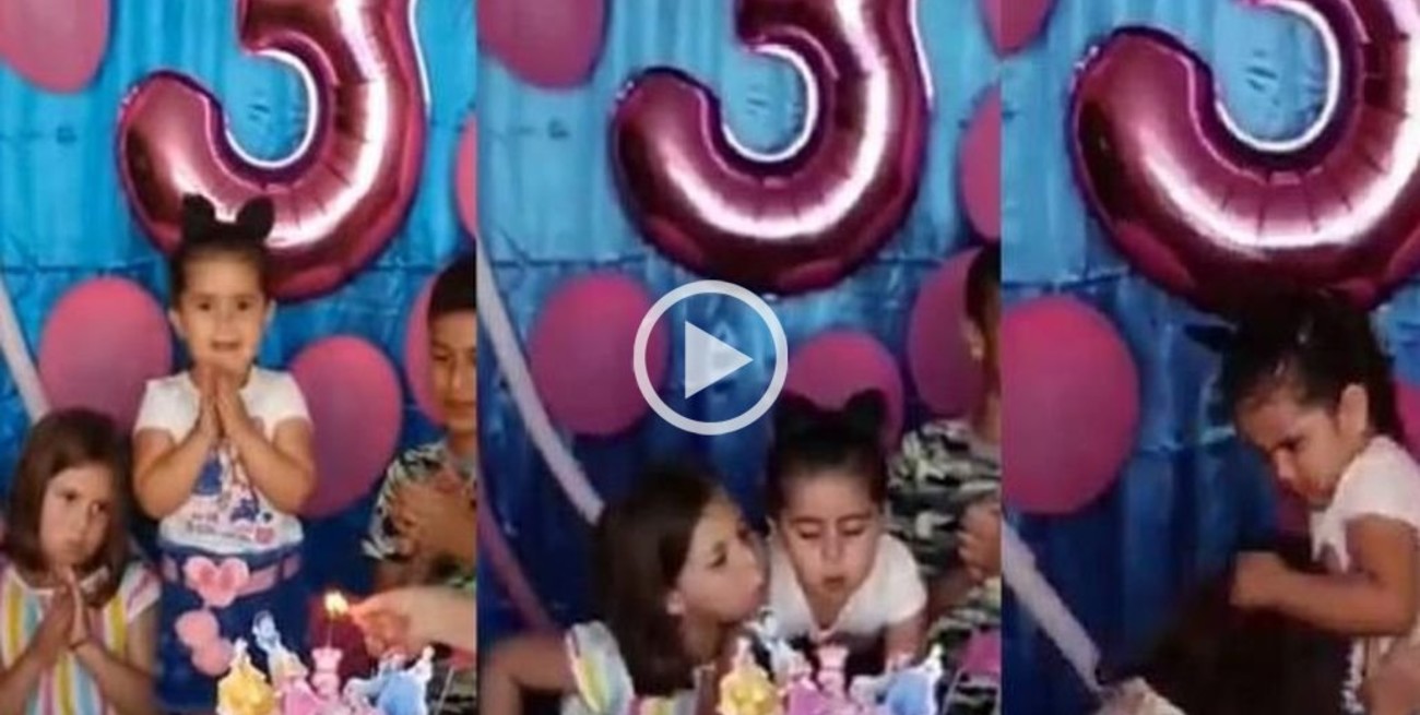 Video viral: una nena se "vengó" de su hermana por apagarle la velita de su torta de cumpleaños