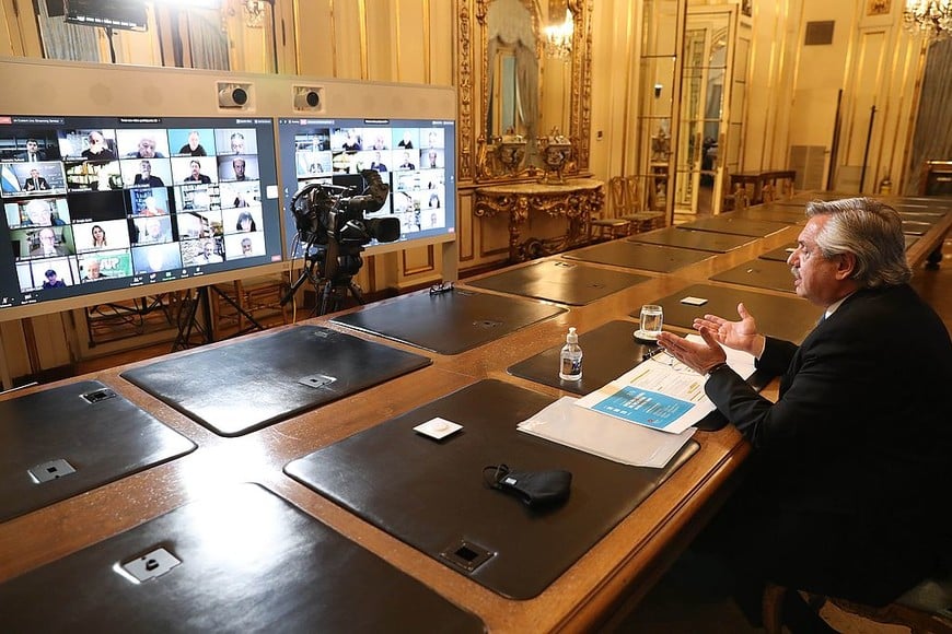 ELLITORAL_328743 |  Presidencia de la Nación El presidente Alberto Fernández expuso en un encuentro virtual con autoridades de la Pastoral Social de la Arquidiócesis de Buenos Aires y representantes de los trabajadores, los empresarios, el agro y los movimientos sociales.