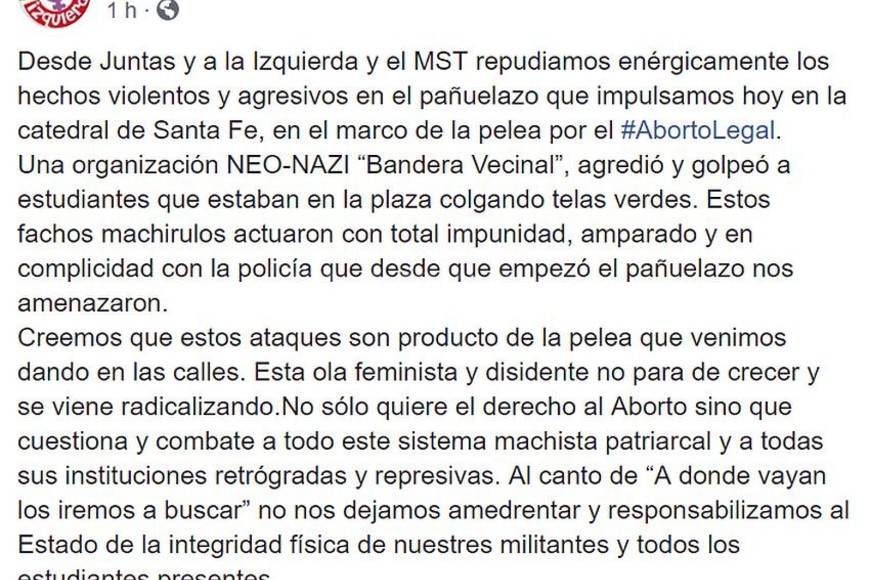 ELLITORAL_218986 |  Facebook Juntas y a la Izquierda