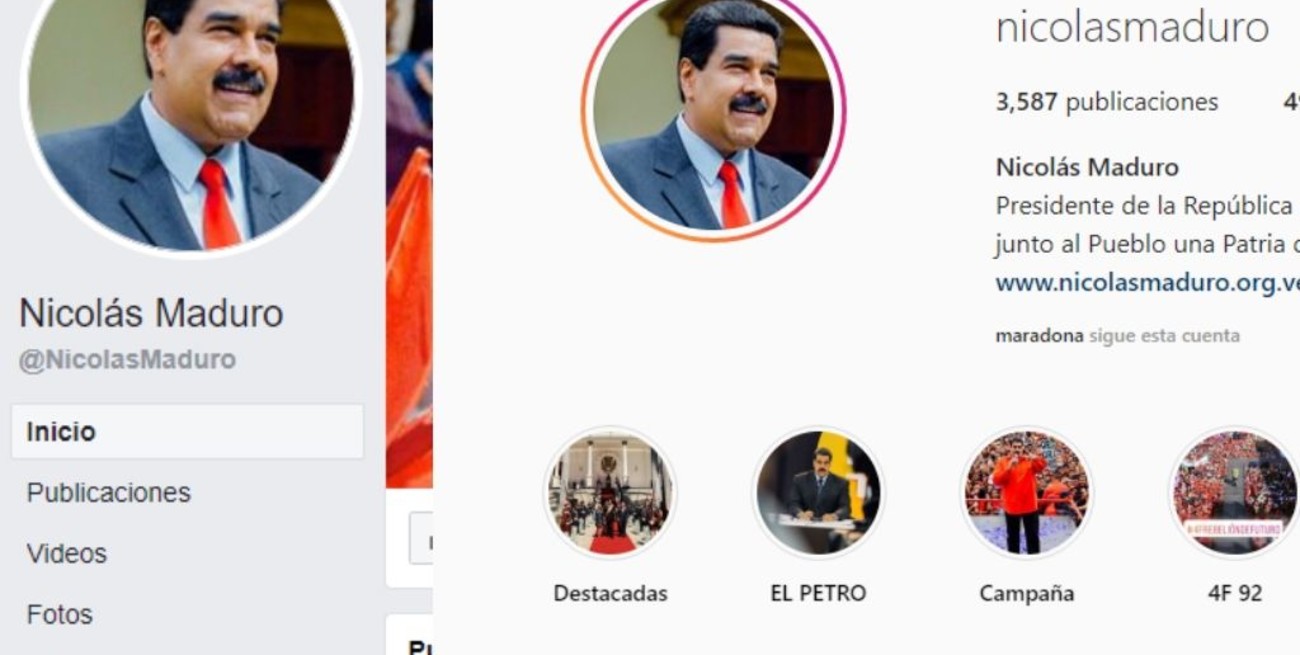 Facebook e Instagram retiraron el símbolo de verificación a las cuentas de Nicolás Maduro