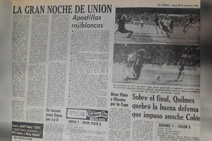 ELLITORAL_327988 | Archivo El Litoral Así fue la cobertura de El Litoral de aquél partido en el 15 de Abril. Era muy buena la actuación de Unión en ese Metropolitano. Al club lo presidía el inolvidable escribano Rubén Neme, en su carácter de síndico.