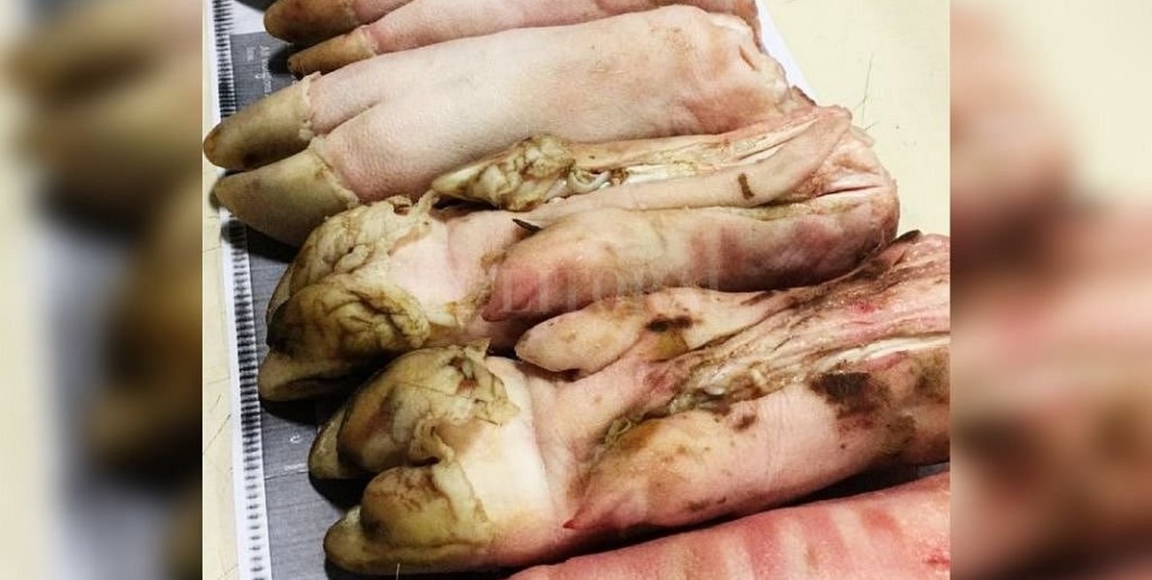 Decomisaron patas de cerdo provenientes de China