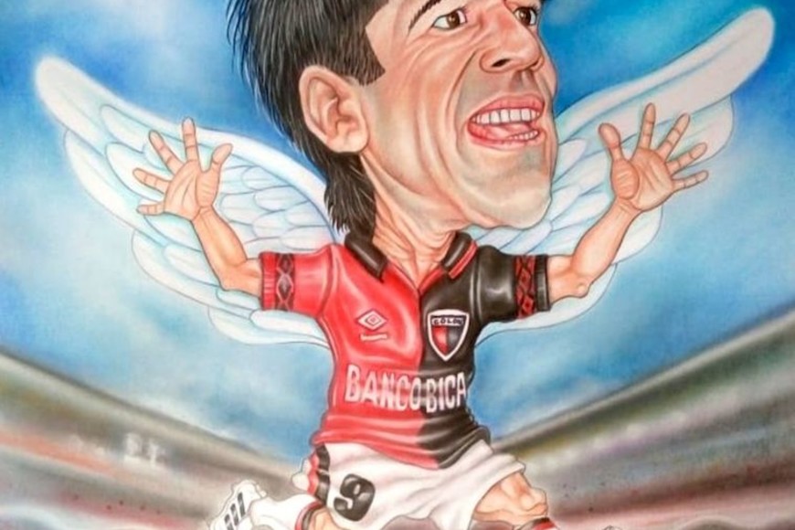 ELLITORAL_252974 |  Gentileza A beneficio. Esta obra que le rinde un justo homenaje al gran ídolo rojinegro Miguel Ángel Gambier, está siendo subastada a beneficio de la Fundación Mateo Esquivo.