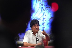 ELLITORAL_270946 |  Agencia Evo Morales en una conferencia de prensa en Ciudad de México, después de renunciar a la presidencia de Bolivia.