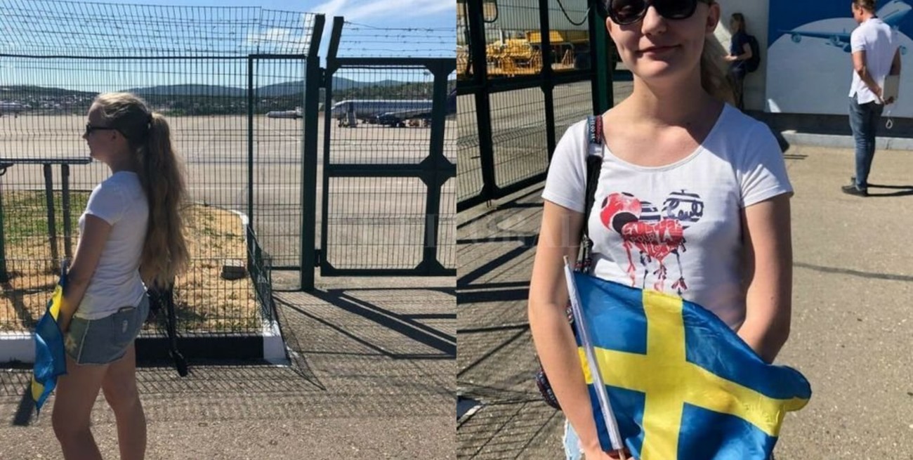 El seleccionado sueco llegó a Rusia y fue recibido por una sola simpatizante