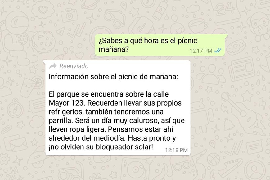 ELLITORAL_218453 |  WhatsApp Reenviado . Así avisa WhatsApp cuando un mensaje proviene de otro usuario.