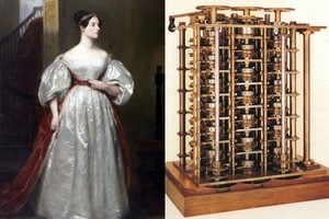 Archivo Lady Augusta Ada, condesa de Lovelace, hija del poeta inglés Lord Byron. - Máquina diferencial de Babbage.