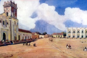 ELLITORAL_313882 |  Archivo El Litoral Recreación pictórica de la Plaza de Santa Fe por Leónie Matthis