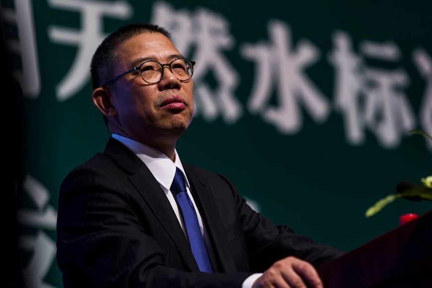 ELLITORAL_345932 |  Shutterstock Mandatory Credit: Photo by Shutterstock (10769413m)--FILE--Zhong Shanshan, Chairman of Nongfu Spring Co., Ltd., delivers a speech at a press conference in Beijing, China, May 6, 2013.Shares of Chinese bottled water giant Nongfu Spring surged more than 85% in their debut on the Hong Kong stock market. The stock opened at 39.80 Hong Kong dollars per share ($5.14), more than 85% higher than its initial public offering price of 21.50 Hong Kong dollars ($2.77).Zhong Shanshan of Nongfu Spring to be China's first rich, Beijing - 06 May 2013