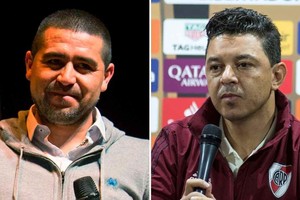 ELLITORAL_366874 |  Gentileza Luego del superclásico Riquelme habló de River, y Gallardo le respondió ayer tras la práctica del Millonario.