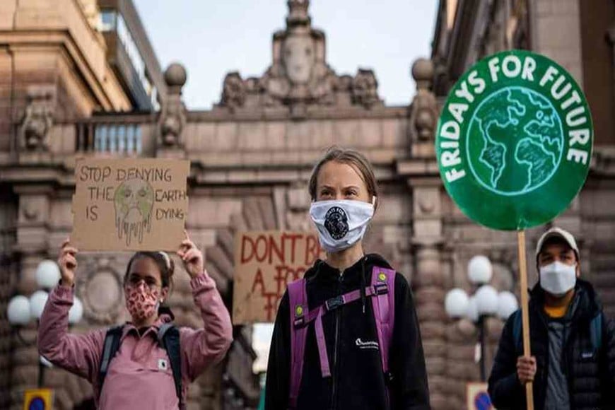 ELLITORAL_327679 |  Agencias Greta Thunberg, el viernes 25 de septiembre de 2020, frente al Parlamento sueco.