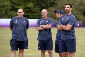 ELLITORAL_265493 |  Prensa UAR / Juan Gasparini El equipo del  Bocha . Ledesma en el entrenamiento de esta mañana, junto a Fernández Miranda, Gaitán y Fernández Lobbe.