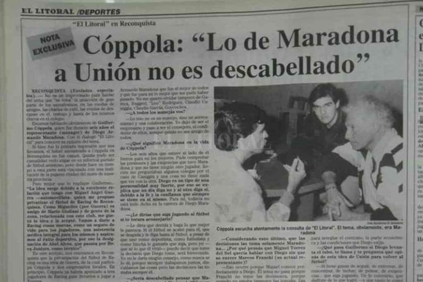ELLITORAL_340052 |  Archivo Los recortes de El Litoral sobre las gestiones para que Maradona jugara en Unión.
