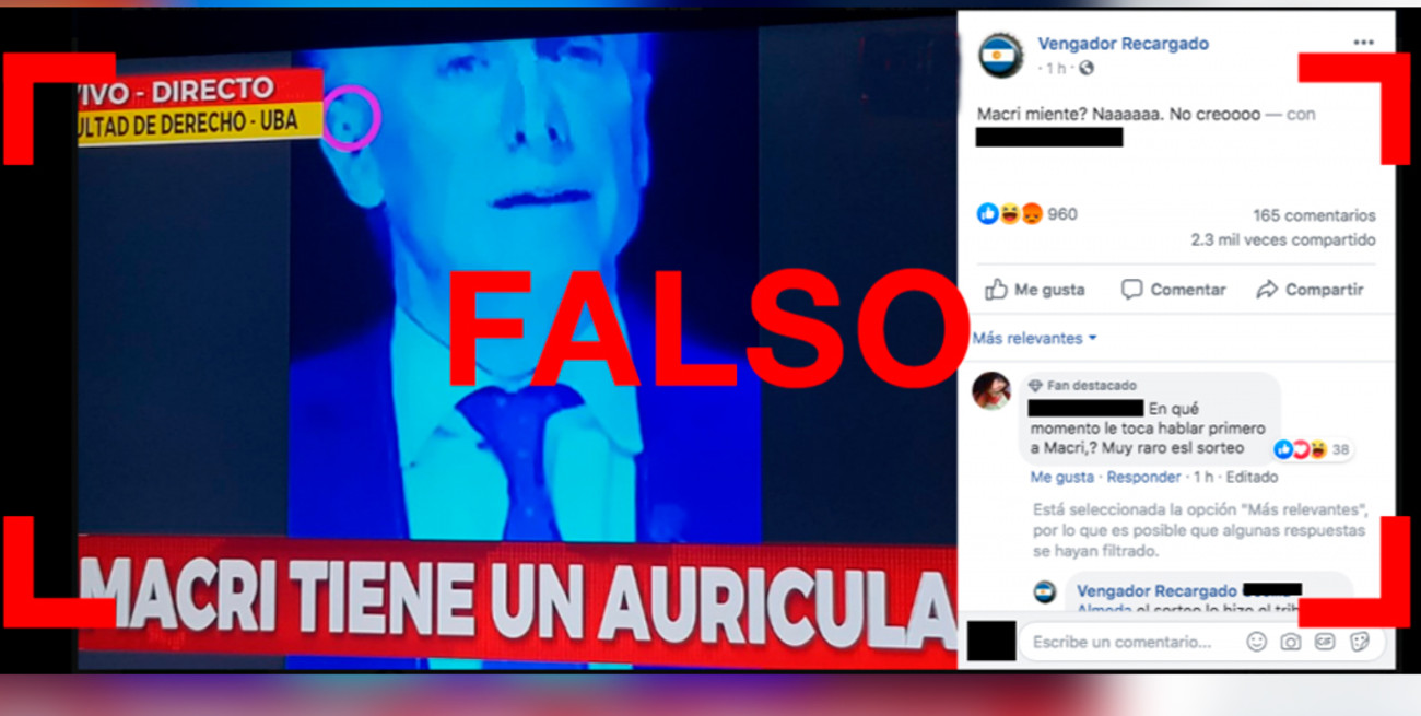 Es falso que Macri tenía un auricular durante el debate presidencial