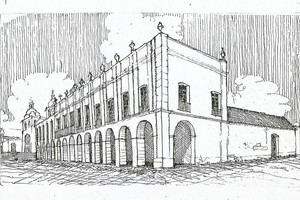ELLITORAL_352275 |  Atención Dra. Cristina Vera Dibujo del Cabildo donde se reunía el Congreso realizado por el Arquitecto J. Bettolli.
