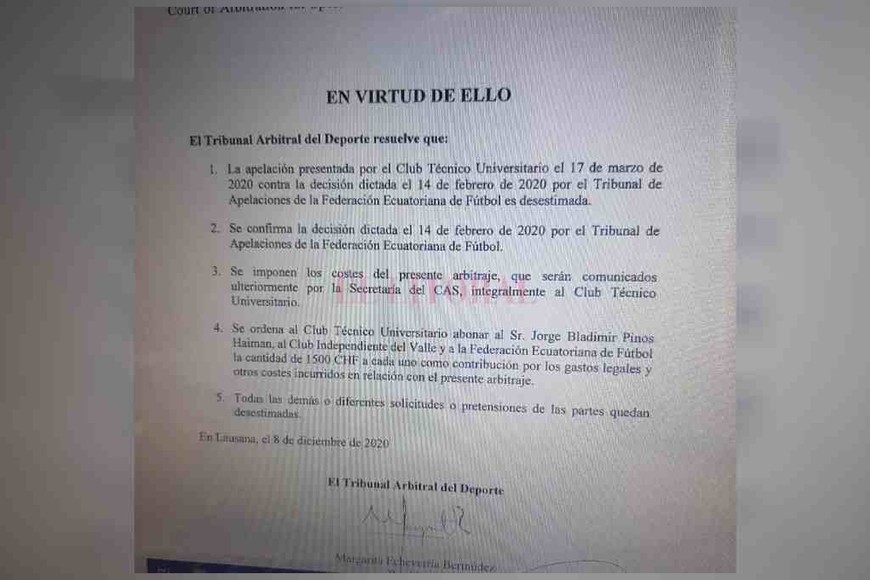 ELLITORAL_342728 |  Gentileza. El fallo al que accedió El Litoral de forma exclusiva.