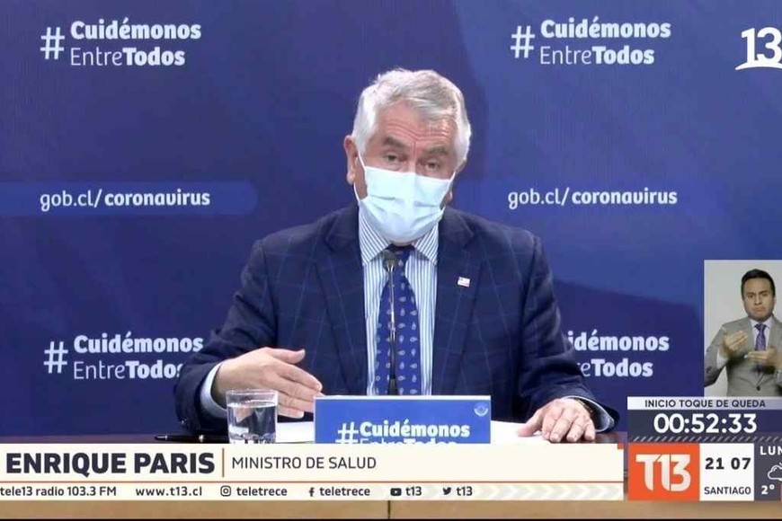 ELLITORAL_359726 |  Gentileza Enrique Paris, ministro de Salud de Chile. Informó que ya han vacunado a casi 3.350.000 personas contra la Covid-19.