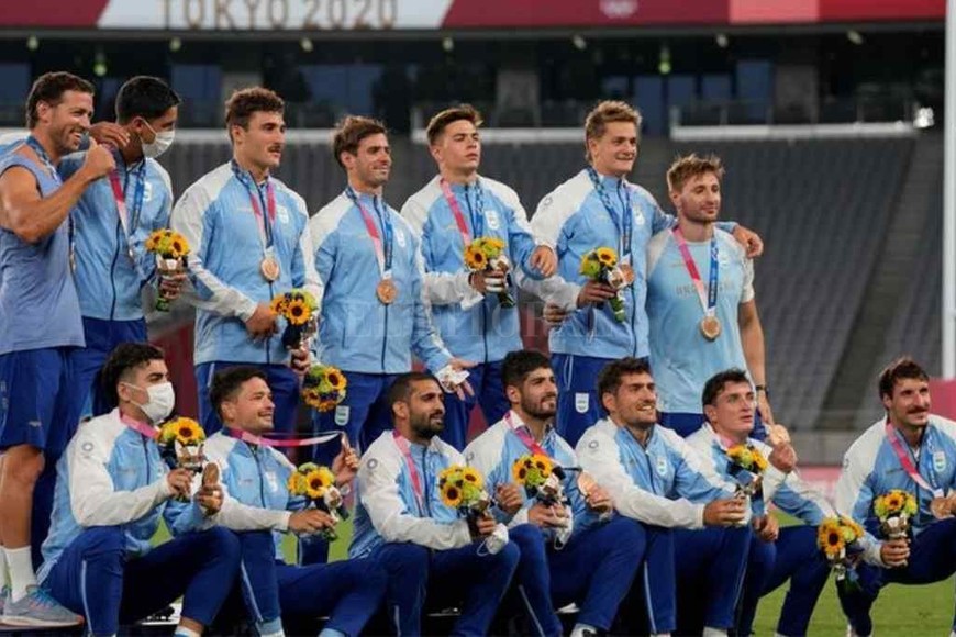 ELLITORAL_393597 |  Gentileza El seleccionado argentino de rugby se subió al podio, tras alcanzar la medalla de bronce en Tokio 2020