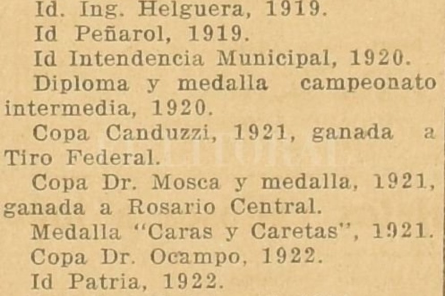 ELLITORAL_381828 |  Archivo El Litoral Lista de trofeos y victorias ganadas de Colón hasta 1923.