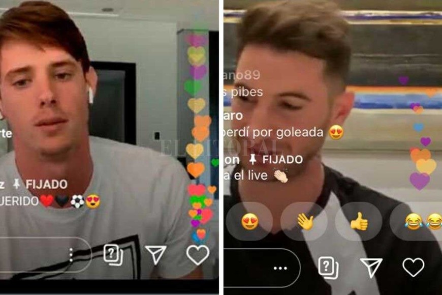 ELLITORAL_299765 |  Captura de pantalla Lluvia de corazones. Conti y Alario  explotaron  la transmisión en vivo por el Instagram de Colón.
